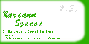 mariann szecsi business card